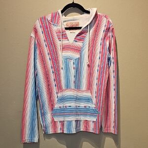 Trademark Brooklyn Cloth Red and Blue Striped Hoodie Size Medium